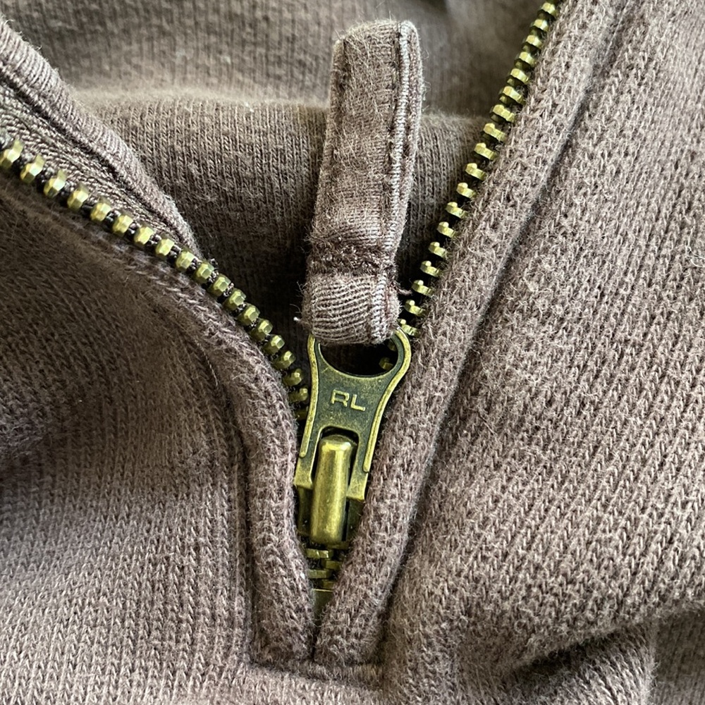 Boys Polo by Ralph Lauren Mock Neck Quarter Zip Pullover - Brown - Picture 5 of 6